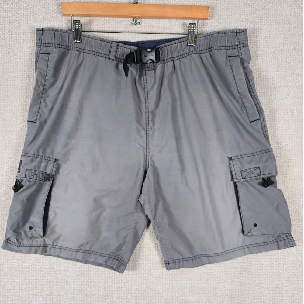 Old Navy Trek Cargo Shorts Gray Mens Large Y2K Techwear Baggy Gorpcore Belted